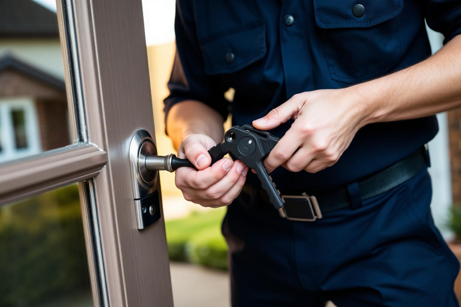 Certified locksmith in Pretoria fitting a new high-security door lock